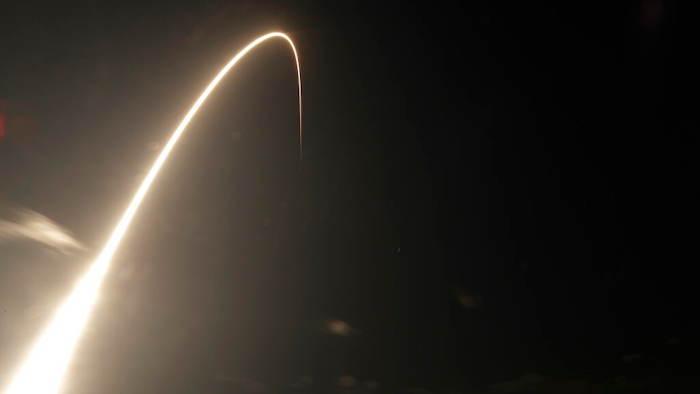 A Falcon 9 SpaceX rocket, with a payload of 60 satellites for SpaceX's Starlink broadband network, lifts off from Space Launch Complex 40 during a time exposure at the Cape Canaveral Air Force Station in Cape Canaveral, Fla., Thursday, May 23, 2019.