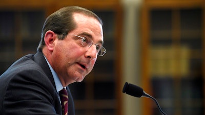 In this March 13, 2019, file phtooHealth and Human Services Secretary Alex Azar testifies before a House Appropriations subcommittee on Capitol Hill in Washington. Azar says drugmakers will soon have to reveal prices of their prescription medicines in those ever-present TV ads. The Trump administration will issue final regulations on May 8 requiring drug companies to disclose list prices of medications costing more than $35 for a month’s supply. Azar tells The Associated Press if drugmakers are scared to put prices in ads that means they should lower those prices.