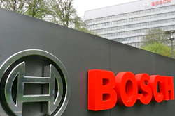 In this April 27, 2006 file photo, the logo of the Robert Bosch GmbH in front of the company's headquarters in Gerlingen near Stuttgart, southwestern Germany. German prosecutors have fined auto components and technology company Robert Bosch GmbH 90 million euros ($100 million) over its role in the diesel emissions scandal that erupted at Volkswagen in 2015.