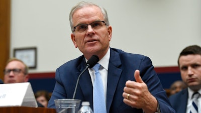 Daniel Elwell, acting administrator of the Federal Aviation Administration, testifies during a House Transportation Committee hearing on Capitol Hill in Washington, Wednesday, May 15, 2019, on the status of the Boeing 737 MAX aircraft.