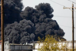 The facility in Deer Park, TX during the initial fire that broke out March 17, 2019.