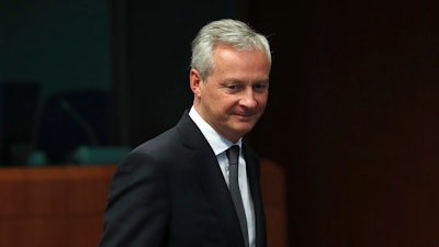 French Finance Minister Bruno Le Maire arrives for a meeting of Eurogroup Finance Ministers at the European Council headquarters in Brussels, Thursday, May 16, 2019.