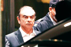 In this April 25, 2019, former Nissan Chairman Carlos Ghosn leaves the Tokyo Detention Center in Tokyo. A Japanese court has turned down an appeal from the lawyers of Ghosn over his bail conditions that limit his contact with his wife. Kyodo News service reported Thursday the Tokyo District Court rejected the appeal filed earlier in the day.
