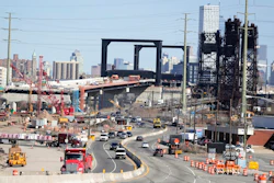 This April 17, 2019, file photo general view of the construction site of the new Route 7 drawbridge in Kearny, N.J. Small businesses want the federal government to follow through on promises of $2 trillion to rebuild the nation’s infrastructure.
