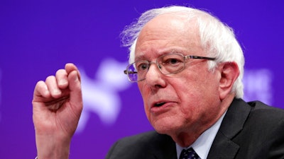 In this Wednesday, April 24, 2019, file photo, Democratic presidential candidate Sen. Bernie Sanders, I-Vt., answers questions during a presidential forum held by She The People, on the Texas State University campus in Houston. On Sunday, May 5, 2019, Sanders proposed a sweeping agriculture and rural investment plan to break up big agriculture monopolies and shift farm subsidies toward small family farmers.