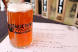 In this photo taken May 18, 2019, is a glass of Gumbo beer made with real shrimp at the Strange Brew Festival in Reno, Nev. As craft breweries have boomed, competition for attention has intensified and that has a lot of brewers looking for ways to differentiate themselves by introducing strange new flavors.