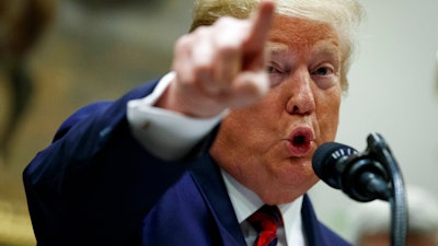 President Donald Trump speaks during a event on medical billing, in the Roosevelt Room of the White House, Thursday, May 9, 2019, in Washington.