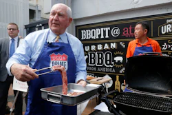 U.S. Secretary of Agriculture Sonny Perdue prepares to barbecue U.S. beef in Tokyo to highlight his message: Japan must treat the U.S. fairly as a top customer for Japanese products.