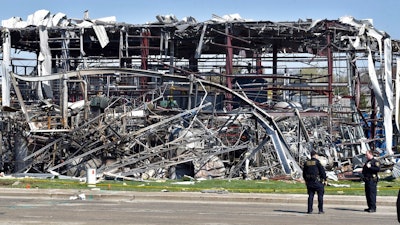 The remains of the building after the explosion and fire gutted AB Specialty Silicones.