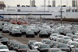 In this Feb. 26, 2019 file photo, Jeep vehicles are parked outside the Jefferson North Assembly Plant in Detroit. Fiat Chrysler can move forward with plans to build a new, $1.6 million assembly plant on Detroit's Eastside and invest $900 million to retool and modernize another. The Detroit City Council on Tuesday approved land deals and community benefits agreements tied to the project. They include a four-week exclusive window Detroit residents will have to apply for jobs at the facilities once laid-off workers and temporary employees are considered. Fiat Chrysler expects to add 4,950 new jobs.