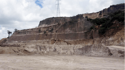 This is a picture of a pozzolan quarry in Guatemala. There, large quantities of volcanic ash are added to cements in order to reduce CO2 emissions.