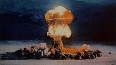 The 37 kiloton 'Priscilla' nuclear test, detonated at the Nevada Test Site in 1957.