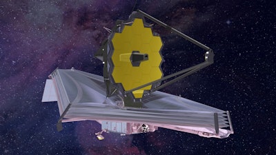 This 2015 artist's rendering provided by Northrop Grumman via NASA shows the James Webb Space Telescope. On Thursday, May 30, 2019, the U.S. Government Accountability Office reported that NASA's major projects are more than 27 percent over baseline costs and the average launch delay is 13 months. That's the largest schedule delay since the GAO began assessing NASA's major projects 10 years ago. The still-in-development James Webb Space Telescope is the major offender.