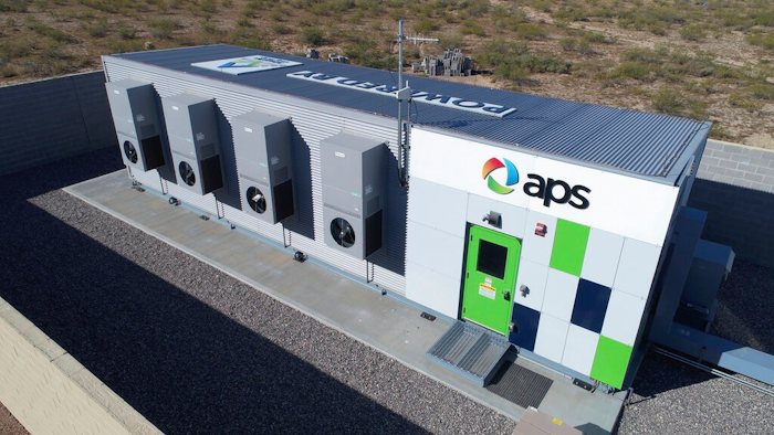 This photo taken in May 2017 and provided by Arizona Public Service shows the Festival Ranch 2 megawatt battery owned by Arizona Public Service near Buckeye, Ariz. An identical battery caught fire in April 2019 in a massive blaze that sent eight firefighters and a police officer to the hospital, highlighting the challenges and risks that can arise as utilities prepare for the exponential growth expected for massive batteries to store energy.