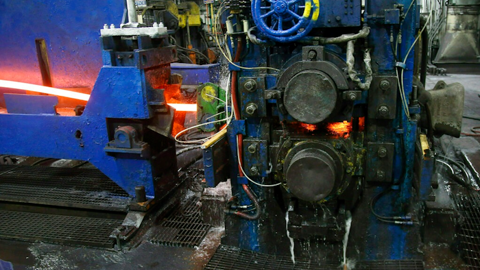 In this May 9, 2019, file photo, molten steel to make steel rods moves through the production line at the Gerdau Ameristeel mill in St. Paul, Minn. On Friday, June 14, the Federal Reserve reports on U.S. industrial production for April.