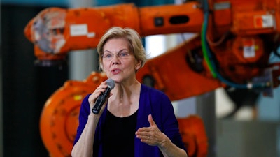 Democratic presidential candidate Sen. Elizabeth Warren, D-Mass., speaks at Focus: HOPE in Detroit, Tuesday, June 4, 2019.