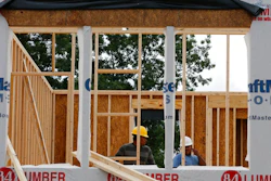 In this June 13, 2019, photo work continues on a new home in Mechanicsville, Va. On Tuesday, June 18, the Commerce Department reports on U.S. home construction in May.