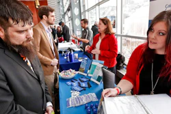 In this March 7, 2019, file photo visitors to the Pittsburgh veterans job fair meet with recruiters at Heinz Field in Pittsburgh. On Wednesday, June 5, payroll processor ADP reports how many jobs private employers added in May.