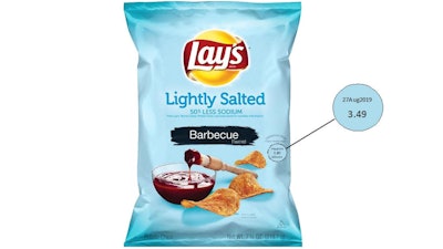 Label, Lay’s Lightly Salted Barbecue Flavored Potato Chips