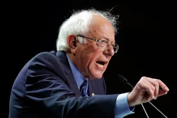 In this June 2, 2019, file photo Democratic presidential candidate Sen. Bernie Sanders, I-Vt., speaks during the 2019 California Democratic Party State Organizing Convention in San Francisco. Sanders is lambasting Walmart’s board including its CEO for paying its workers what he describes as “starvation wages” and introduced a shareholder proposal that calls for hourly associates to have a seat on the company’s board.