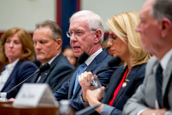 Captain Chesley 'Sully' Sullenberger, accompanied by from left, Sharon Pinkerton with Airlines for America, Captain Dan Carey with the Allied Pilots Association, Sara Nelson with the Association of Flight Attendants-CWA, and former Federal Aviation Administration Administrator Randy Babbitt, speaks during a House Committee on Transportation and Infrastructure hearing on the status of the Boeing 737 MAX on Capitol Hill in Washington, Wednesday, June 19, 2019.