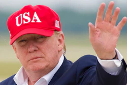 President Donald Trump waves as he steps off Air Force One after arriving, Friday, June 7, 2019, at Andrews Air Force Base, Md.