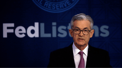 Federal Reserve Chairman Jerome Powell speaks at a conference involving its review of its interest-rate policy strategy and communications, Tuesday, June 4, 2019, in Chicago.