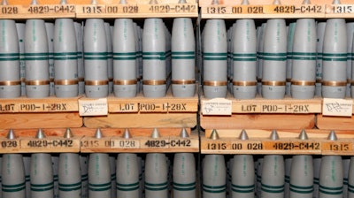 This Jan. 21, 2010, file photo, shows 105mm shells containing mustard agent that are stored in a bunker at the Army's Pueblo Chemical Storage facility in Pueblo, Colo. The costly plant in Colorado that destroys U.S. chemical weapons without incinerating them is over budget, behind schedule and bedeviled by troubles that could worsen the danger to workers. But when the Army said this month it wants to spend millions more installing older technology to help the beleaguered plant and reduce worker risk, public reaction was more acceptance than anger.