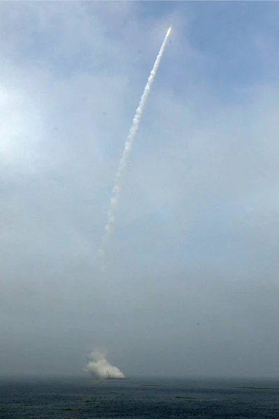In this photo released by Xinhua News Agency, a Long March-11 solid propellant carrier rocket being launched from a mobile launch platform in the Yellow Sea off east China's Shandong Province, Wednesday, June 5, 2019. China has for the first time launched a rocket from a mobile platform in the Yellow Sea, sending five commercial satellites and two others containing experimental technology into space.