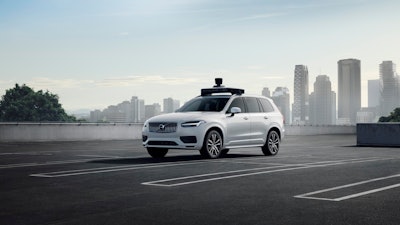 This undated product image provided by Volvo Cars shows the Volvo XC90 SUV. Uber is teaming with Volvo Cars to launch its newest self-driving vehicle. The ride-hailing company said Wednesday, June 12, 2019, that it can easily install its self-driving system in the Volvo XC90 SUV.