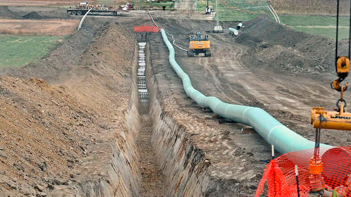 The company that built the Dakota Access Pipeline, shown here in October 2016 when construction was underway, is seeking state approval to build a new pumping station in Emmons County. Opponents of the Dakota Access oil pipeline plan to request a hearing on a proposal to nearly double the pipeline’s capacity.