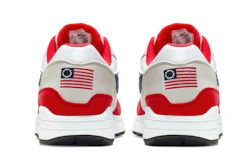 This undated product image obtained by the Associated Press shows Nike Air Max 1 Quick Strike Fourth of July shoes that have a U.S. flag with 13 white stars in a circle on it, known as the Betsy Ross flag, on them. Nike is pulling the flag-themed tennis shoe after former NFL quarterback Colin Kaepernick complained to the shoemaker, according to the Wall Street Journal.