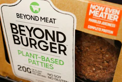 In this June 27, 2019, file photo a meatless burger patty called Beyond Burger made by Beyond Meat is displayed at a grocery store in Richmond, Va. Beyond Meat reports financial earns Monday, July 29.