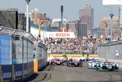 Drivers in the Formula E season finale compete in the auto race in the Brooklyn borough of New York on Saturday, July 13, 2019.