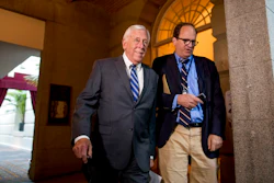 House Majority Leader Steny Hoyer of Md., left, arrives for a House Democratic caucus meeting on Capitol Hill in Washington, Wednesday, July 10, 2019.