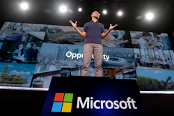 In this May 6, 2019, file photo Microsoft CEO Satya Nadella delivers the keynote address at Build, the company's annual conference for software developers in Seattle.