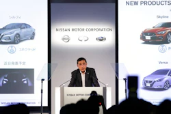 Nissan CEO Hiroto Saikawa speaks during a news conference at the global headquarters Thursday, July 25, 2019, in Yokohama, west of Tokyo. Nissan says it is slashing 12,500 jobs or about 9% of its global workforce in an effort to cut costs and achieve a turnaround, as its profits tumble.