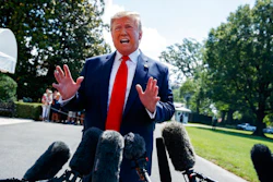 President Donald Trump talks to reporters on the South Lawn of the White House before departing for his Bedminster, N.J. golf club, Friday, July 5, 2019, in Washington.