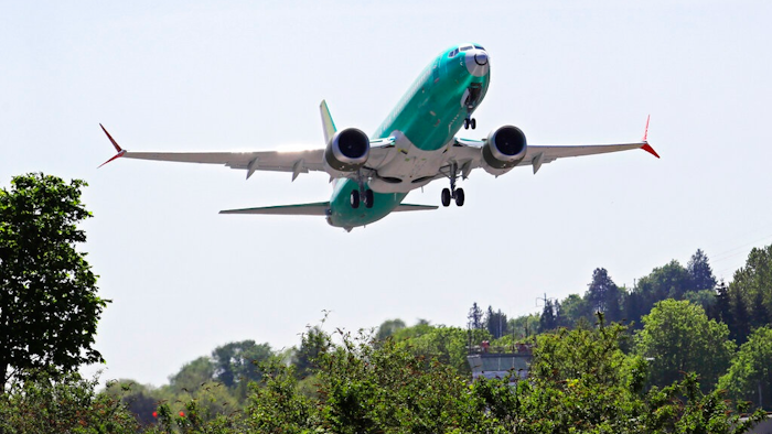 In this May 8, 2019, file photo a Boeing 737 MAX 8 jetliner being built for Turkish Airlines takes off on a test flight in Renton, Wash. On Wednesday, July 31, members of a Senate subcommittee clashed with Federal Aviation Administration officials, contending the agency was too deferential to Boeing in approving the 737 Max airliner.