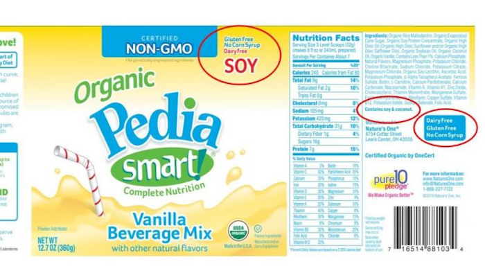 Updated Incorrect Recalled Label Pedia Smart Soy Vanilla Beverage Mix