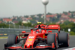 Ferrari driver Charles Leclerc of Monaco steers his car during the first practice session of the Hungarian Formula One Grand Prix at the Hungaroring racetrack in Mogyorod, northeast of Budapest, Hungary, Friday, Aug. 2, 2019. The Hungarian Formula One Grand Prix takes place on Sunday.