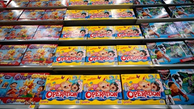 - In this Nov. 9, 2018, file photo Operation made by Hasbro is displayed shelves in the expanded toy section at a Walmart Supercenter in Houston. The toy maker expects said Tuesday, Aug. 20, 2019, that all its packaging for new products to be virtually plastic free by the end of 2022. It plans to stop using plastic bags, elastic bands and the shrink wrap that’s usually found around Monopoly, Scrabble and other board games.