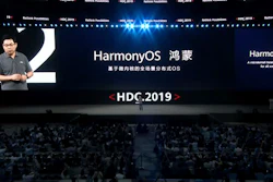 In this image from video released by Huawei, Richard Yu, CEO of Huawei Consumer Business Group, speaks during a news conference in Dongguan, China. Huawei unveiled a smartphone operating system that it said can replace Google's Android.