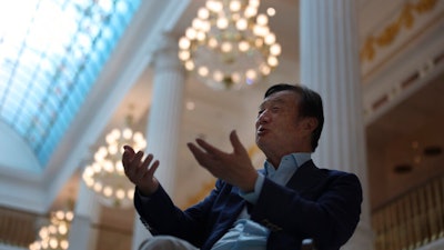 Huawei's founder Ren Zhengfei, speaks during an interview at the Huawei campus in Shenzhen in Southern China's Guangdong province on Tuesday, Aug. 20, 2019. Ren said he expects no relief from U.S. export curbs due to the political climate in Washington but expresses confidence the company will thrive with its own technology.