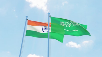 Saudi Arabia India Flags