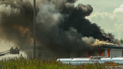 Fire from an explosion at T.A.C. tank cleaning.