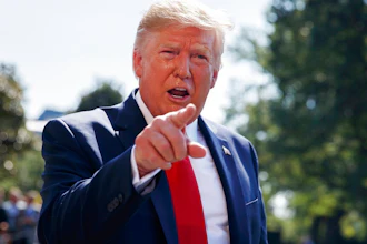 In this Aug. 9, 2019, photo, President Donald Trump talks to reporters on the South Lawn of the White House in Washington. Trump is showcasing the growing effort to capitalize on western Pennsylvania’s natural gas deposits by turning gas into plastics.