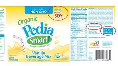 Updated Incorrect Recalled Label Pedia Smart Soy Vanilla Beverage Mix