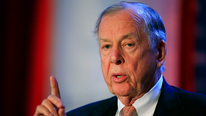 In this June 15, 2009, file photo, T. Boone Pickens, president of BP Capital Group, speaks at Time Warner's headquarters in New York. Pickens, a brash and quotable oil tycoon who grew even wealthier through corporate takeover attempts, died Wednesday, Sept. 11, 2019. He was 91.