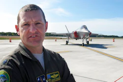 Vermont Air National Guard pilot, Lt. Col. Tony 'Scrappy' Marek speaks to the media after piloting one of the first two F-35 fighter jets to the Vermont Air National Guard base on Thursday, Sept. 19, 2019, in South Burlington, Vt. The Vermont Air National Guard is the first guard unit to receive the next-generation fighter.